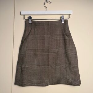 Paris Atelier & Other Stories Mini Skirt With Pockets Size 0 Brown Plaid Preppy